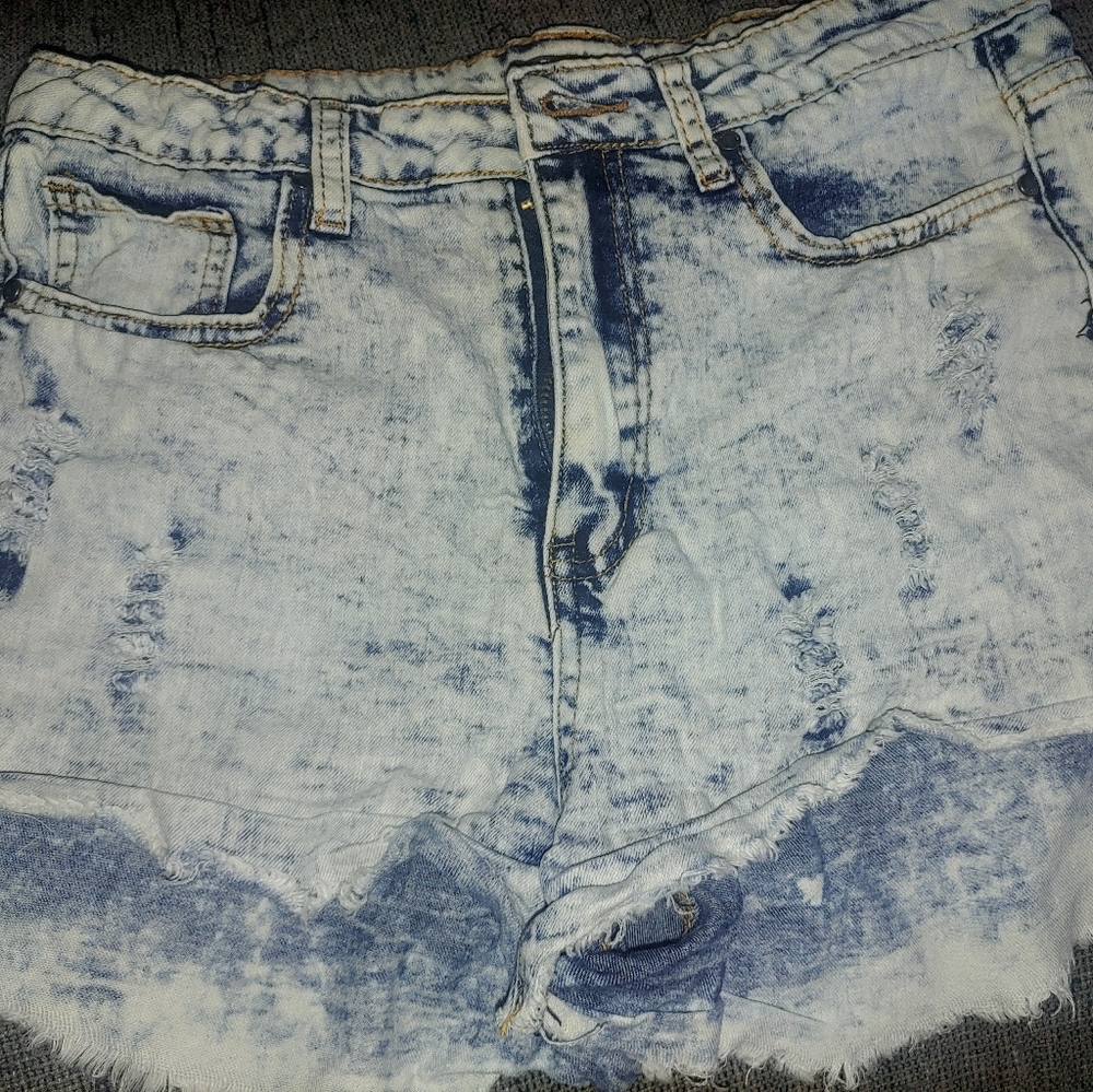 High-waist denim shorts